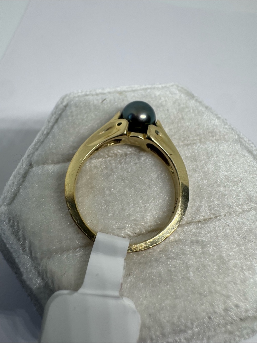 Vintage 585 14K Solid Yellow Gold Black Pearl Ring Size 6.5 | 4.6g - Picture 9 of 12